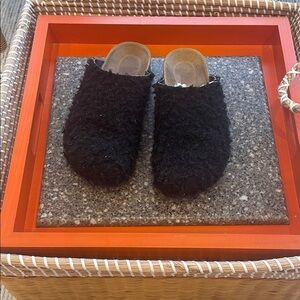 Black Fuzzy Slip-On Clogs